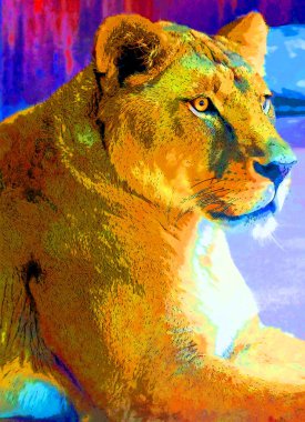Lion sign illustration pop-art background icon with color