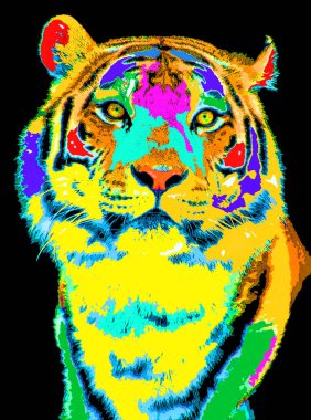 Kaplan işaret illüstrasyon renk lekeli pop-art arkaplan simgesi