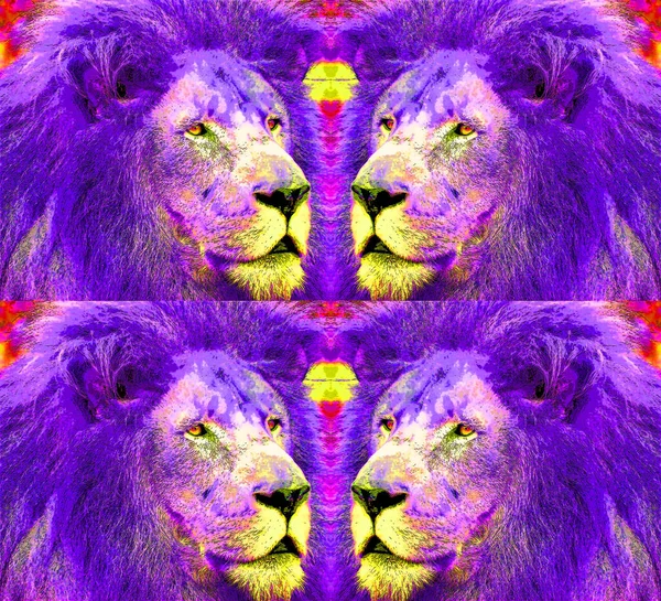 Lion Sign Illustration Pop Art Background Icon Color — Stockfoto
