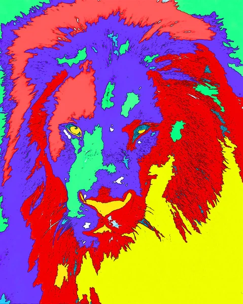 Lion Sign Illustration Pop Art Background Icon Color — Φωτογραφία Αρχείου