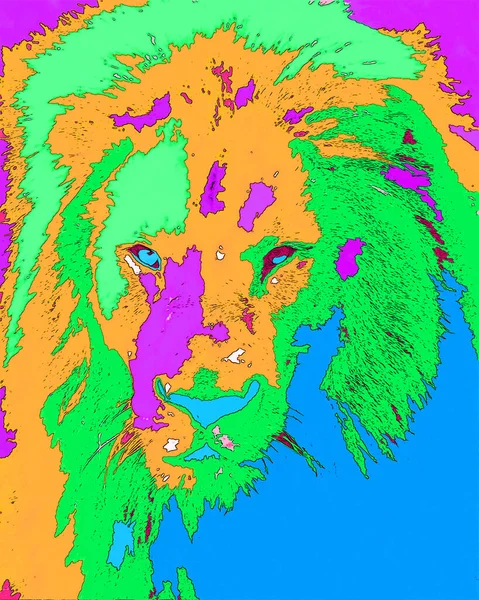 Lion Sign Illustration Pop Art Background Icon Color — Fotografia de Stock