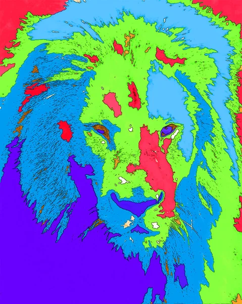 Lion Sign Illustration Pop Art Background Icon Color — Fotografia de Stock