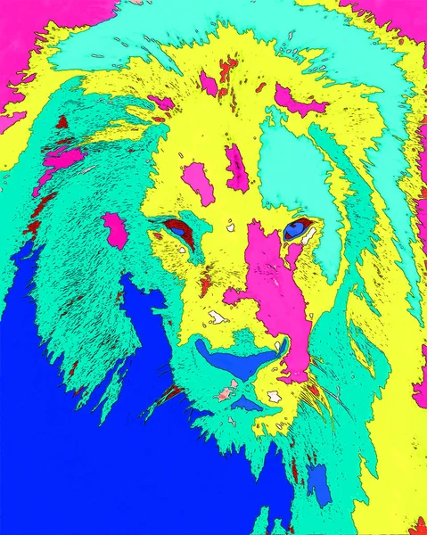 Lion Sign Illustration Pop Art Background Icon Color — 图库照片