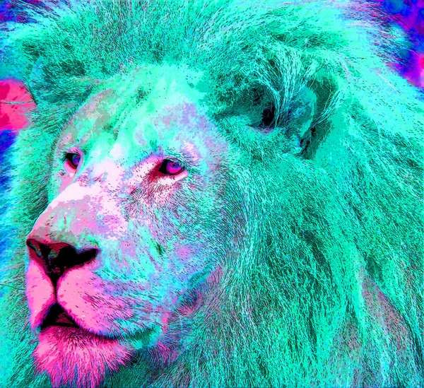 Lion Sign Illustration Pop Art Background Icon Color — Stock Fotó