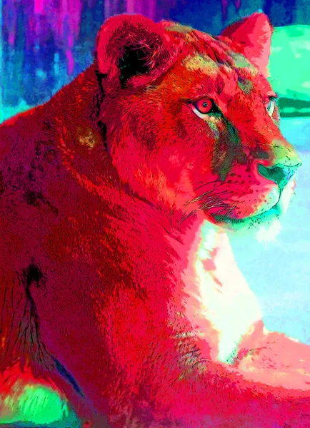 Lion Sign Illustration Pop Art Background Icon Color — 스톡 사진
