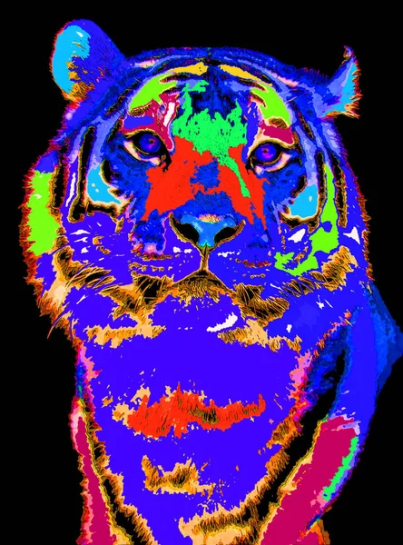 Tiger Sign Illustration Pop Art Background Icon Color Spots — Stock Photo, Image