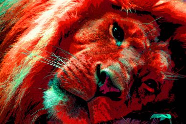 Aslan işareti resimleme renk içeren pop-art arkaplan simgesi