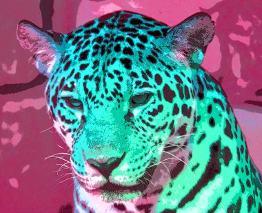 Renkli Pop Art Jaguar simgesi.