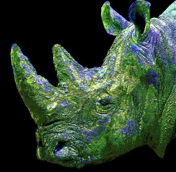 Rhinoceros Υπογράψει Εικόνα Pop Art Εικονίδιο Φόντου Κηλίδες Χρώματος — Φωτογραφία Αρχείου