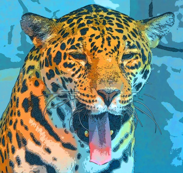 Pop Art Jaguar Icon Color Spots — Stock Photo, Image