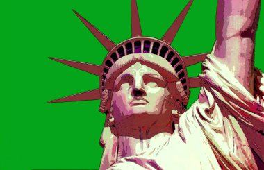 New York New York Birleşik Devletleri 09: 14 1998: Özgürlük Anıtı. New York Amerika renk lekeli pop-art arkaplan simgesi imzaladı