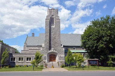 MONTREAL LACHINE QUEBEC CANADA 07 04 2022: Church of Resurrection of Our Lord. located in the Montral western suburb of Lachine, facing lake St-Louis. This church has been erected in 1950.