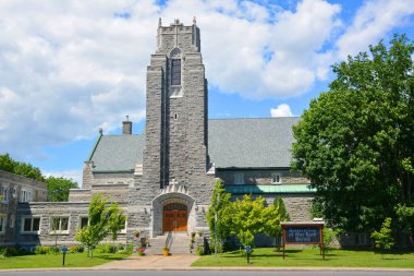 MONTREAL LACHINE QUEBEC CANADA 07 04 2022: Church of Resurrection of Our Lord. located in the Montral western suburb of Lachine, facing lake St-Louis. This church has been erected in 1950.