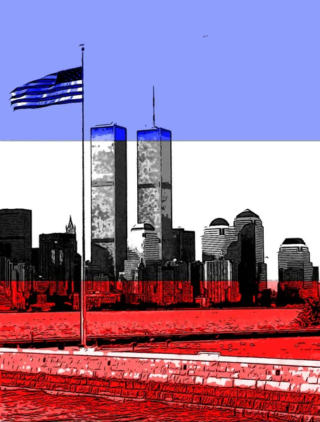 New York Unioted States 1995 Lower Manhattan 2001 Cityscape Pop — стокове фото