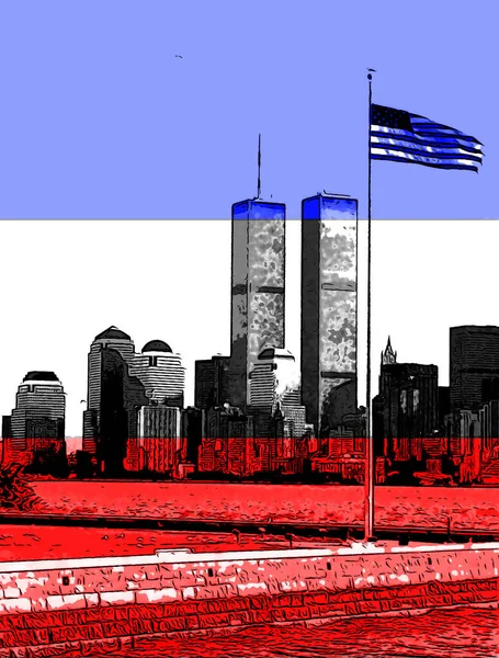 New York Unioted States 1995 Lower Manhattan 2001 Cityscape Pop — стокове фото