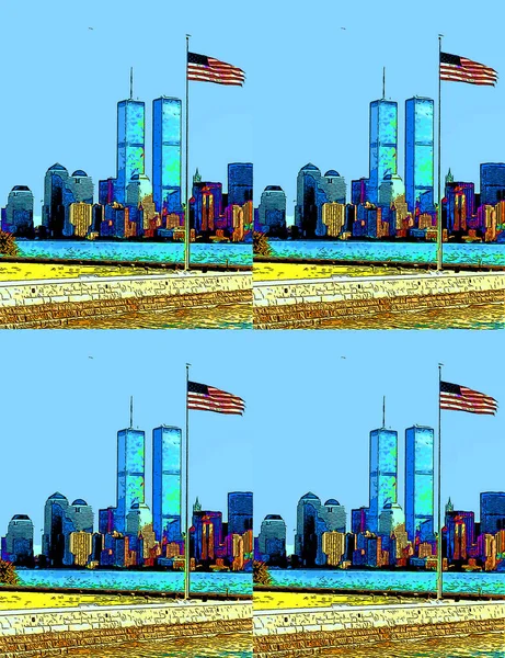 New York Unioted States 1995 Lower Manhattan 2001 Cityscape Pop — Stock Photo, Image