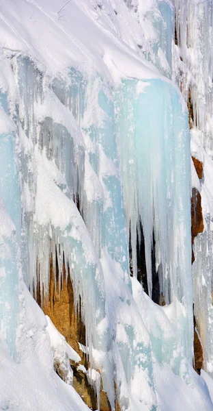Winter Landscape Ice Wall Shefford Mountain Ice Runs Rock Eastern — Stock Photo, Image