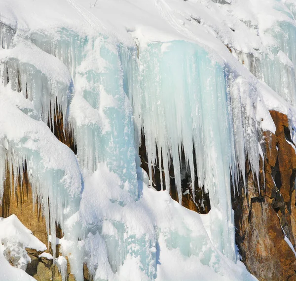 Winter Landscape Ice Wall Shefford Mountain Ice Runs Rock Eastern — Fotografia de Stock