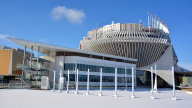 MONTREAL CANADA 01 26 2022: Montreal Kumarhanesi Montreal, Quebec 'teki Notre-Dame' da yer almaktadır. Kanada 'nın en büyük kumarhanesi ve dünyanın en büyük kumarhanelerinden biridir.