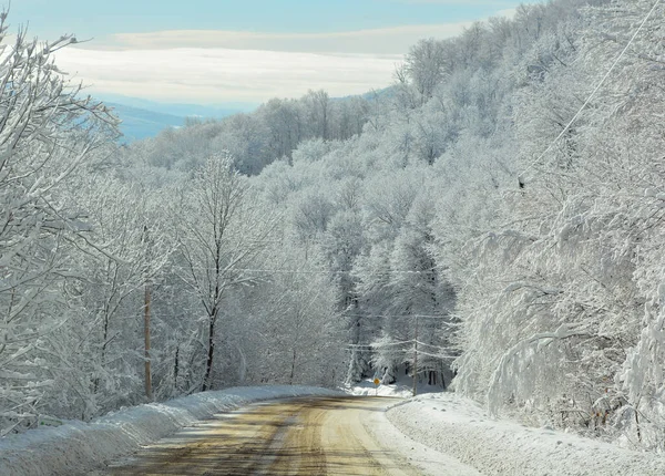 Winter Landscape Road Bromont Mountain Eastern Township Quebec Canada — Fotografia de Stock