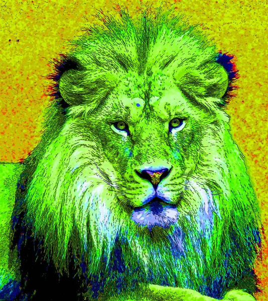 Lion Segno Illustrazione Pop Art Icona Sfondo Con Macchie Colore — Foto Stock