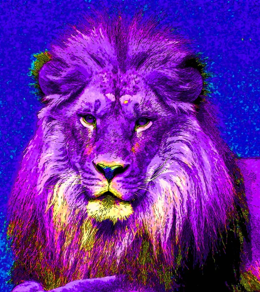 Lion Segno Illustrazione Pop Art Icona Sfondo Con Macchie Colore — Foto Stock