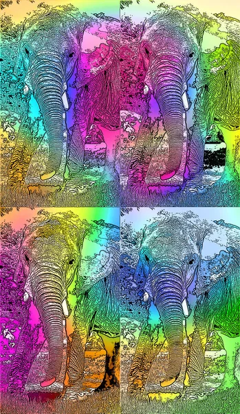 Ícone Elefante Arte Pop Com Manchas Cor — Fotografia de Stock