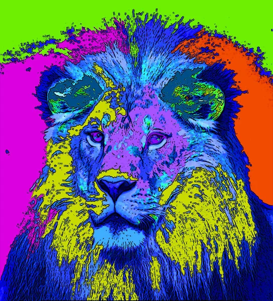 Lion Sign Illustration Pop Art Background Icon Color — ストック写真