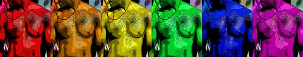 Mann Körper Torso Zeichen Illustration Pop Art Hintergrund Symbol Mit — Stockfoto