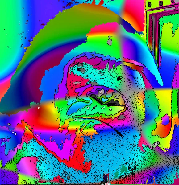 Альбинос Горилла Знак Иллюстрации Поп Арт Иконка Фона Цветными Пятнами — стоковое фото