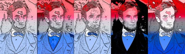 Abraham Lincoln Signo Ilustración Pop Art Icono Fondo Con Manchas —  Fotos de Stock