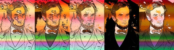 Abraham Lincoln Merkki Kuvitus Pop Art Tausta Kuvake Värit Täplät — kuvapankkivalokuva