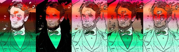 Abraham Lincoln Signe Illustration Pop Art Icône Fond Avec Des — Photo