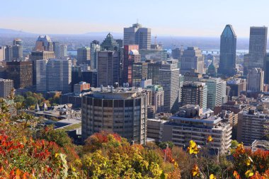 MONTREAL QUEBEC CANADA 10 08 2011: The view of the city from the Kondiaronk Belvedere Mount Royal. It is the largest city in the province of Quebec and the second city in Canada