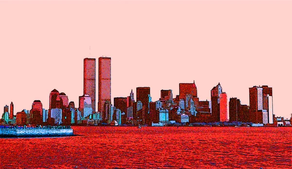 New York Unioted States 1995 Lower Manhattan 2001 Cityscape Pop — Stok fotoğraf