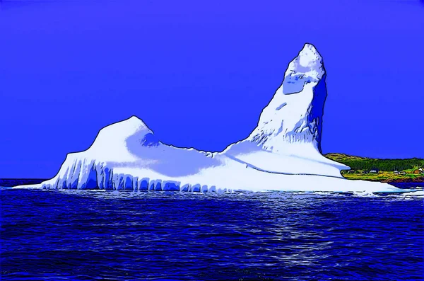 Góra Lodowa Nowa Fundlandia Labrador Kanada Znak Ilustracja Pop Sztuka — Zdjęcie stockowe