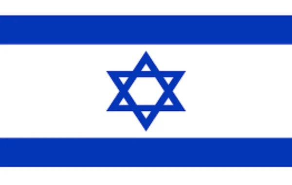Vlajka Izraele Izolovaných Bílém Pozadí — Stock fotografie