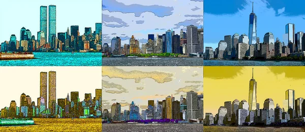 맨해튼 2001 Usa Landscape Pop Art Background Icon Color Spot — 스톡 사진