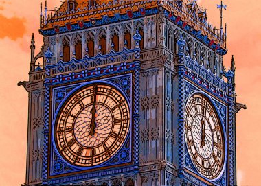 London, United Kingdom - March 11, 2019: Big Ben in daylight, the Great Bell of the clock at the north end of the Palace of Westminster in London