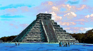 CHICHEN ITZA MEXICO - 11 12 2003: Chichen Itza Mexico Maya halkı tarafından yapılmış büyük bir Kolombiya öncesi şehir.