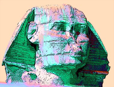 CAIRO EGYPT 11 19 2009: Egyptian Sphinx Cairo Egypt sign illustration pop-art background icon with color spots