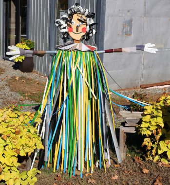 BROMONT QUEBEC CANADA 10 29 2021: Scarecrow at Les Epouvantables Bromont, is a fall season contest, that will bring the visitors back in time of the Old Village called West Shefford