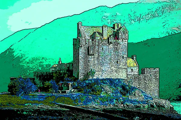 Donan Scothland 2012 Eilean Donan Şatosu Loch Duich Küçük Bir — Stok fotoğraf