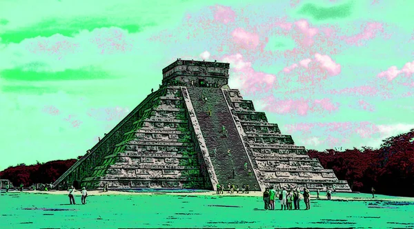 CHICHEN ITZA MEXICO - 11 12 2003: Chichen Itza Mexico Maya halkı tarafından yapılmış büyük bir Kolombiya öncesi şehir.