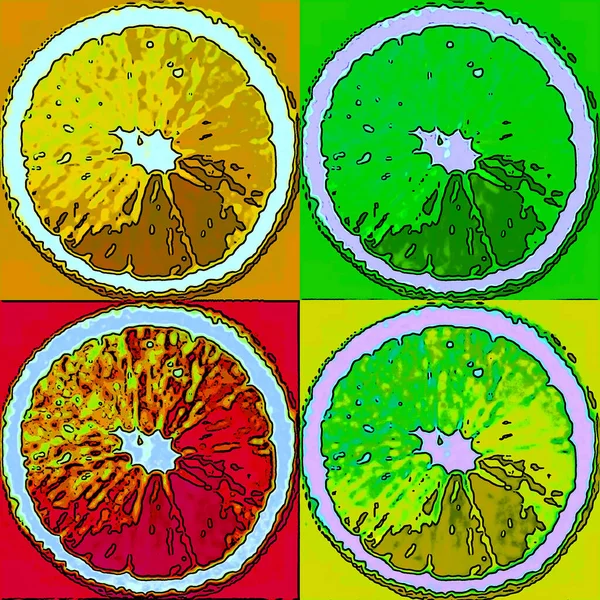 Illustration Signe Citron Icône Fond Pop Art Avec Des Taches — Photo