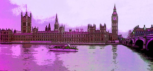 Beautiful View London Illustration Pop Art Background — Stockfoto