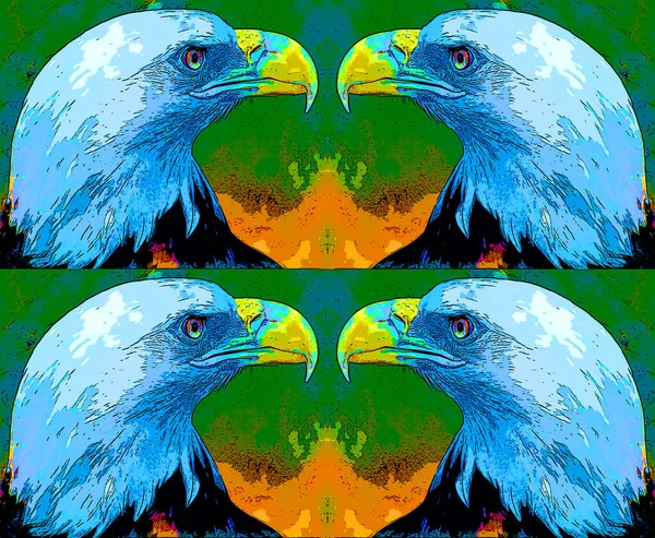 American Bald Eagle Sign Illustration Pop Art Background Icon Vivid — Stock Fotó