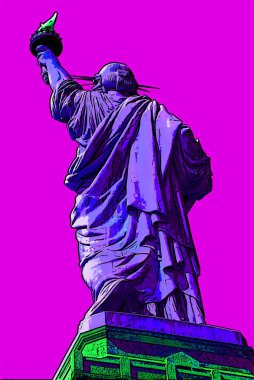 NEW YORK NY UNITED STATES 05 14 2013: Statue of liberty. New York America sign illustration pop-art background icon with color spots