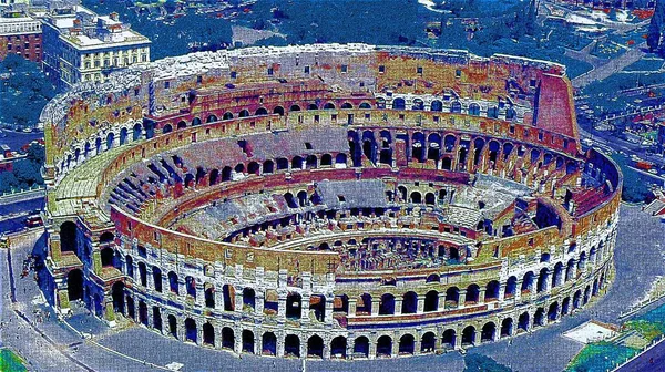 Колізей Римі Італійська Ілюстрація Поп Арт Фон — стокове фото