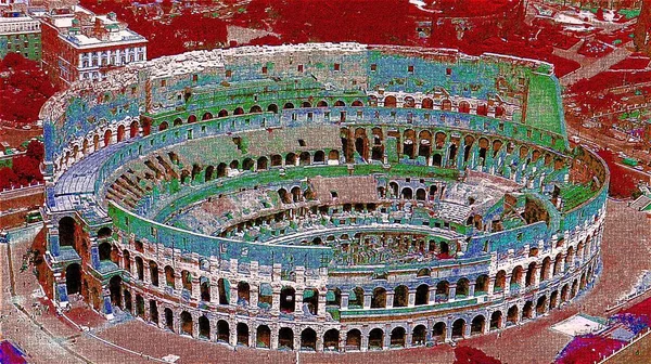 Coliseum Rome Italy Illustration Pop Art Background — Foto Stock